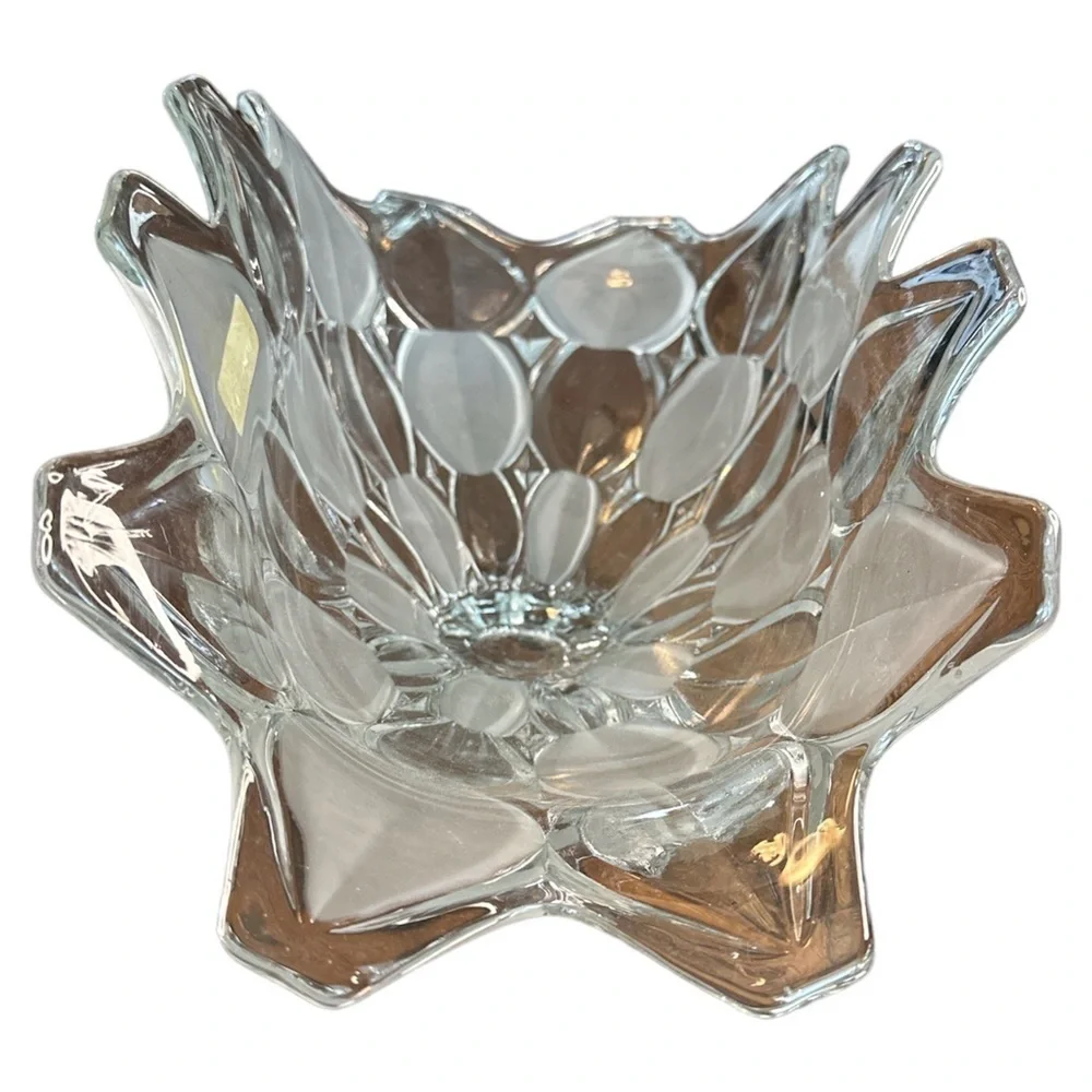 Crystal Clear Studios Moravia Hand Finished Crystal Oval Bowl With Fluted Edge